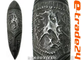 Maska Rzeźba Afryka Drewno + Metal Rękodzieło 29cm