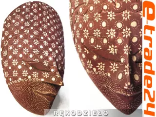 Rzeźba Maska Batik Drewno Rękodzieło z Jawy 28x21