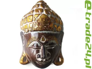 Rzeźba, Maska - BUDDA - Drewno, Rękodzieło 20cm