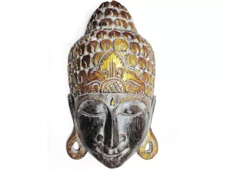Rzeźba, Maska - BUDDA - Drewno, Rękodzieło 40cm Dekoracja Orient