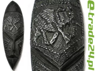 Maska Rzeźba Afryka Drewno + Metal Rękodzieło 26cm