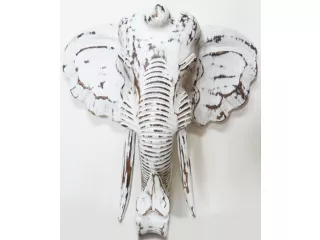 Rzeźba Maska Głowa SŁOŃ z Drewna - Rękodzieło 40x38