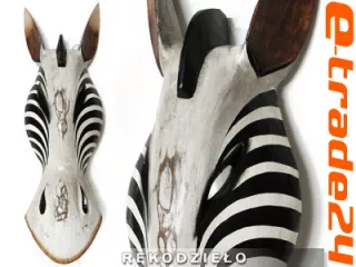 Rzeźba Maska Drewno ZEBRA 50cm Rękodzieło Orient