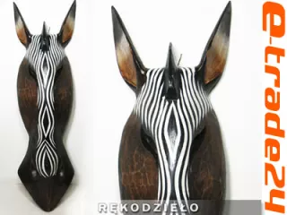 Rzeźba Maska 50cm Drewno ZEBRA - Rękodzieło Orient