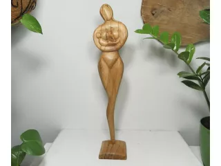 Misterna 57cm RZEŹBA z Drewna Abstrakcja Matka