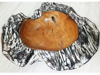 Elegancka Misa Patera Lite Drewno Stary TEAK - Rękodzieło 40cm