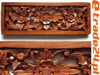 Rzeźba z Drewna Płaskorzeźba Panel Ornament 39x14cm