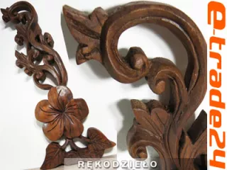 Rzeźba Drewno Panel KWIATY Ornament Rękodzieło 37cm