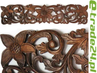 Rzeźba z Drewna DRZEWO Płaskorzeźba Panel Ornament 99x23cm