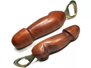 Penis OTWIERACZ Do Butelek Rękodziało z Drewna 15cm