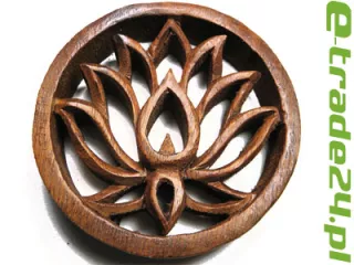 Rzeźba z Drewna Kwiat LOTOSU Ornament śr. 10cm