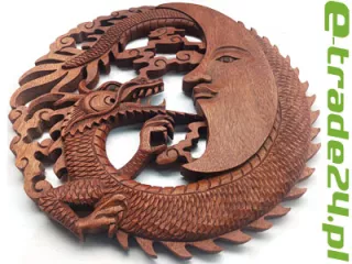 Rzeźba z drewna Suar Panel SMOK Rękodzieło Orient 40cm