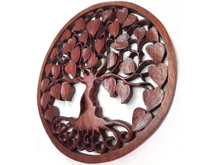 DRZEWO ŻYCIA Misterny Ornament śr. 40cm Rzeźba z Drewna Rękodzieło