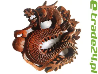 Rzeźba drewno Panel SMOK Rękodzieło Indonezja 20cm