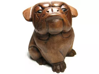 Rzeźba Figurka PIES z Drewna Rękodzieło Jak Żywy