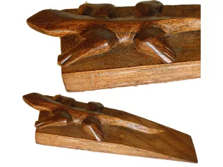 Drewniany Rzeźbiony Gekon z drewna Stoper Podpórka do Drzwi