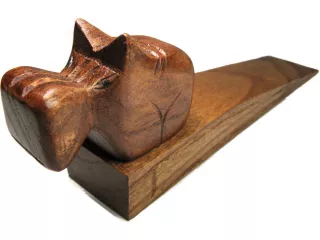 Drewniany Rzeźbiony HIPOPOTAM Stoper do Drzwi Rękodzieło