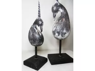 Rzeźba Drewniana Figurka PTAK Rękodzieło 48cm