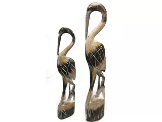 Rzeźba Figurka drewno PTAK 40cm Rękodzieło Orient