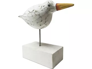 Rzeźba PTAK z Drewna Rękodzieło Biały Postarzany