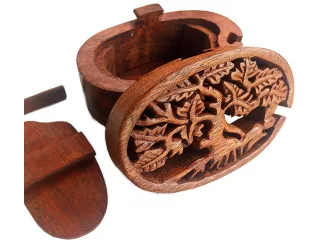 Szkatułka Pudełko Rzeźba Figurka Drzewo Życia z Drewna 4 części