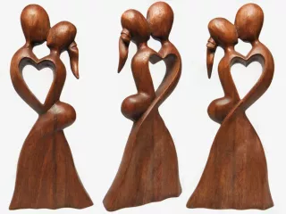 Piękna 30cm RZEŹBA Miłosna z Drewna Super Prezent