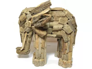 Elegancka Rzeźba Figurka SŁOŃ Stare Drewno 35x40x27cm