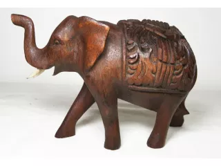 Rzeźba Figurka SŁOŃ Drewno Suar z Ornamentem 17x10cm