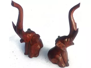 Rzeźba Figurka SŁOŃ Drewno Suar Rękodzieło Orient Dekor