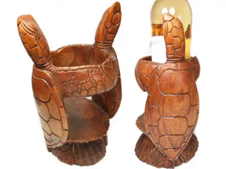 Drewniany Stojak na Wino, Wódkę ŻÓŁWIE - Rękodzieło