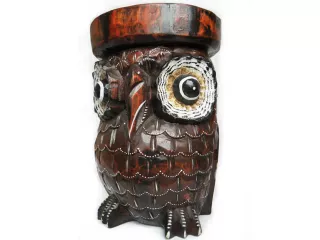 Stołek Postument Kwietnik Stolik Rzeźba SOWA Drewno 40x25cm