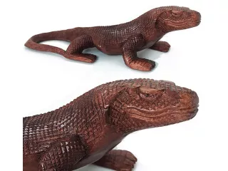 Figurka, Rzeźba z Drewna Suar WARAN Rękodzieło 35cm smok z Komodo