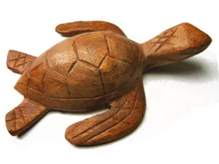 Rzeźba Figurka ŻÓŁW Drewno Suar Rękodzieło 13x9cm