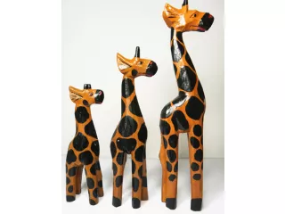 Figurki Rzeźby 3szt kpl ŻYRAFY Drewno Rękodzieło