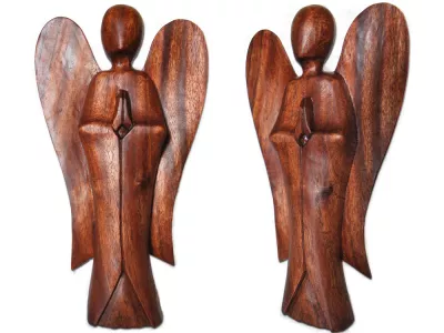 Figura z Drewna RZEŹBA Abstrakcja ANIOŁ 25cm