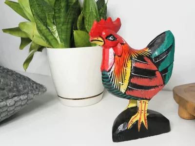 Figurka Rzeźba Drewno KURA 20x13cm Rękodzieło Dekor