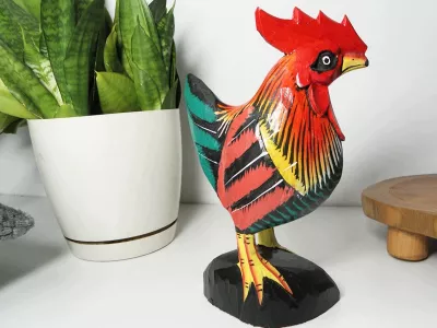Figurka Rzeźba Drewno KURA 20x13cm Rękodzieło Dekor