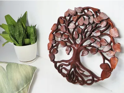 Rzeźba z Drewna Litego DRZEWO SZCZĘŚCIA Ornament śr. 40cm Rękodzieło