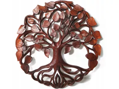Rzeźba z Drewna Litego DRZEWO SZCZĘŚCIA Ornament śr. 40cm Rękodzieło