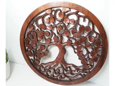 Rzeźba z Drewna Litego DRZEWO SZCZĘŚCIA Ornament śr. 50cm Rękodzieło