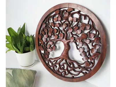 Rzeźba z Drewna Litego DRZEWO SZCZĘŚCIA Ornament śr. 50cm Rękodzieło