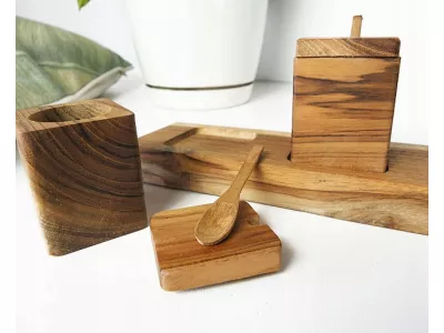 Solniczka Pieprzniczka -Drewno Teak Tekowe Rękodzieło Indonezja