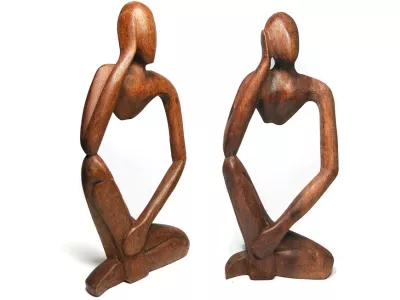 Piękna RZEŹBA Z DREWNA Abstrakcja YOGA 30cm Myśliciel