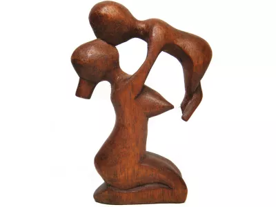 Rzeźba Matka z Dzieckiem drewno 10cm Rękodzieło