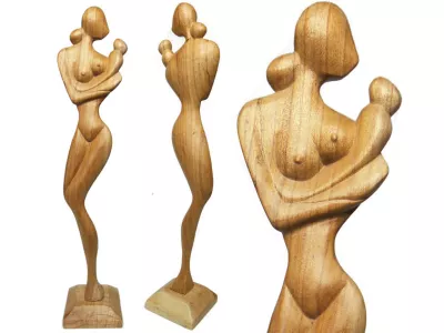 Misterna 80cm RZEŹBA z Drewna Abstrakcja Matka