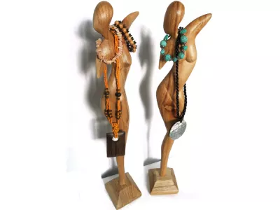 Misterna 50cm RZEŹBA Drewno YOGA Stojak na Biżuterię