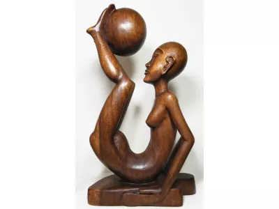 RZEŹBA Drewniana Abstrakcja YOGA 40cm Rękodzieło