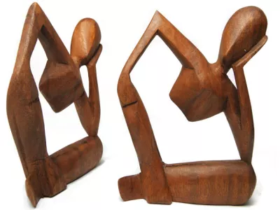 Piękna RZEŹBA Z DREWNA Abstrakcja YOGA 18x15cm