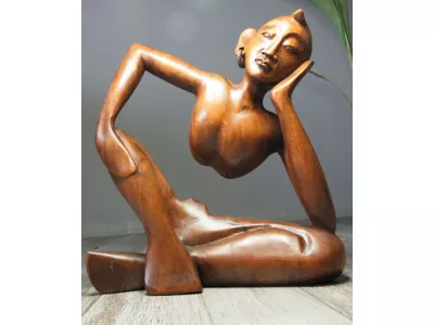 Piękna RZEŹBA Z DREWNA Abstrakcja YOGA 40x32cm