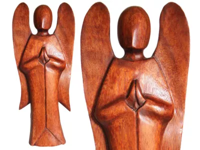 Figura Drewno RZEŹBA Abstrakcja ANIOŁ 40cm